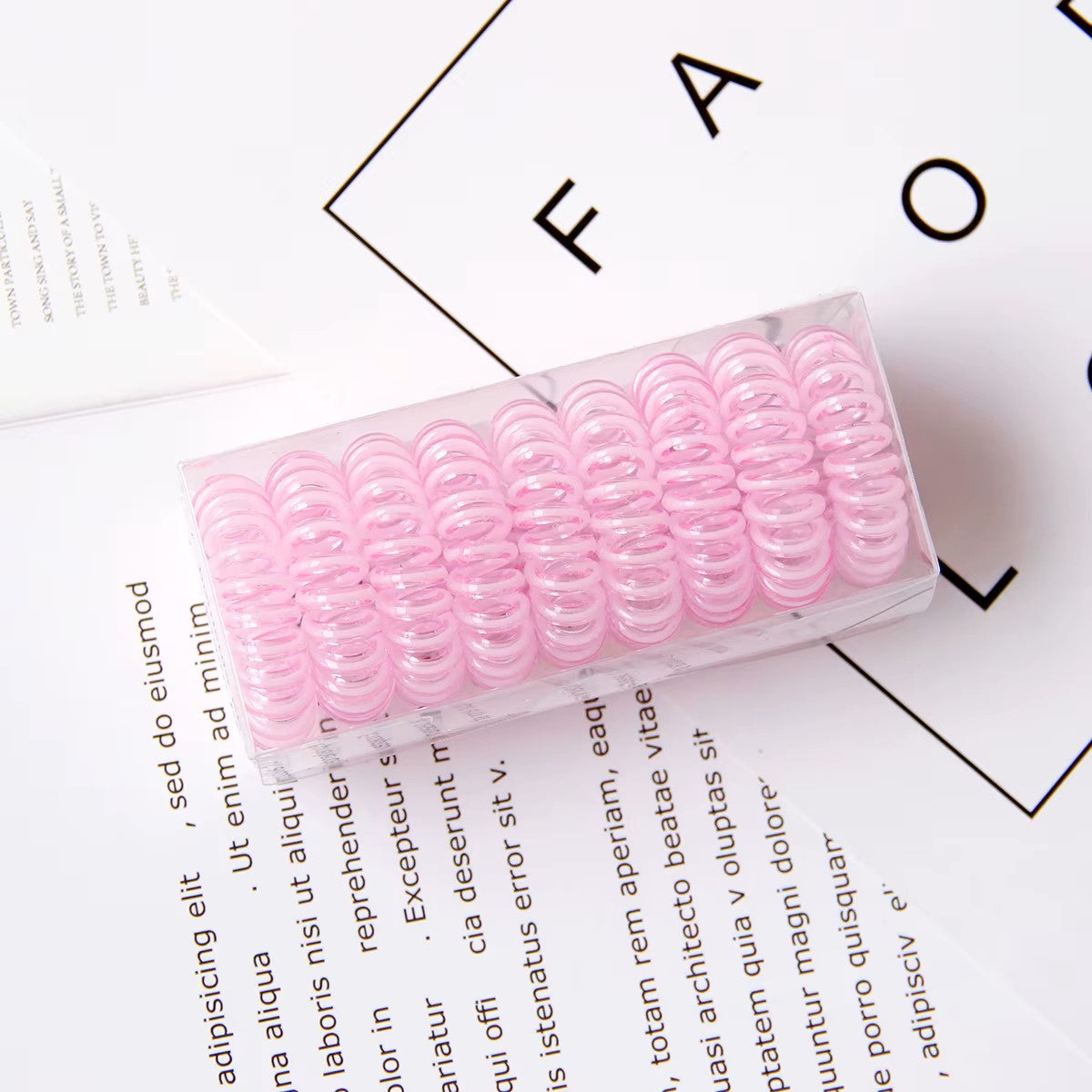 9 Stk. in der Box, Acrylic Spiral Elastic Hair Bands