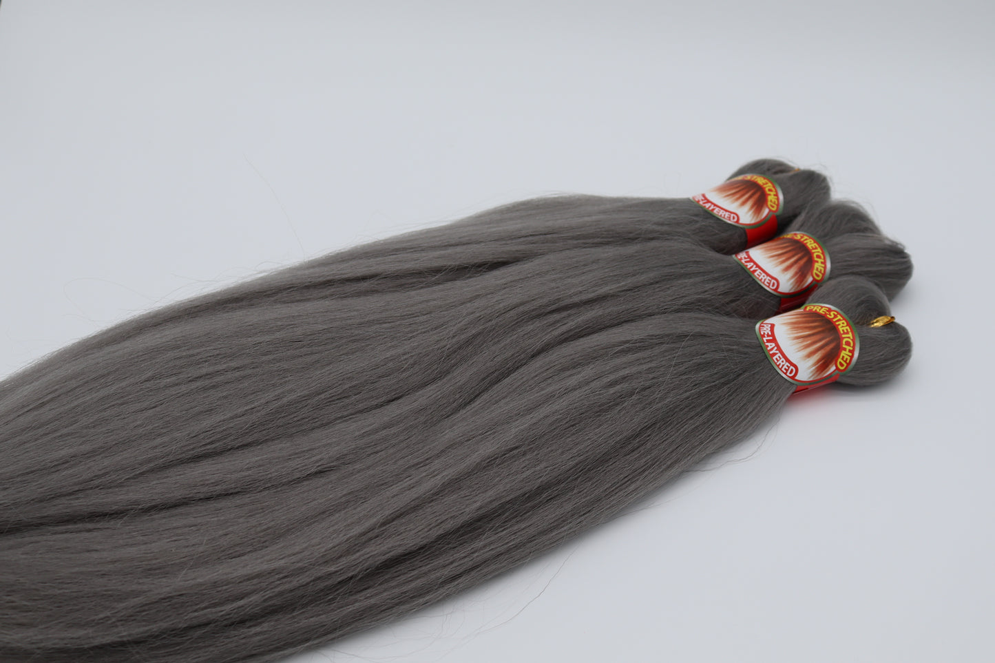 3x Pre- Stretched, Pre-Layered Braids, 26", 90g, einfarbig GRAY