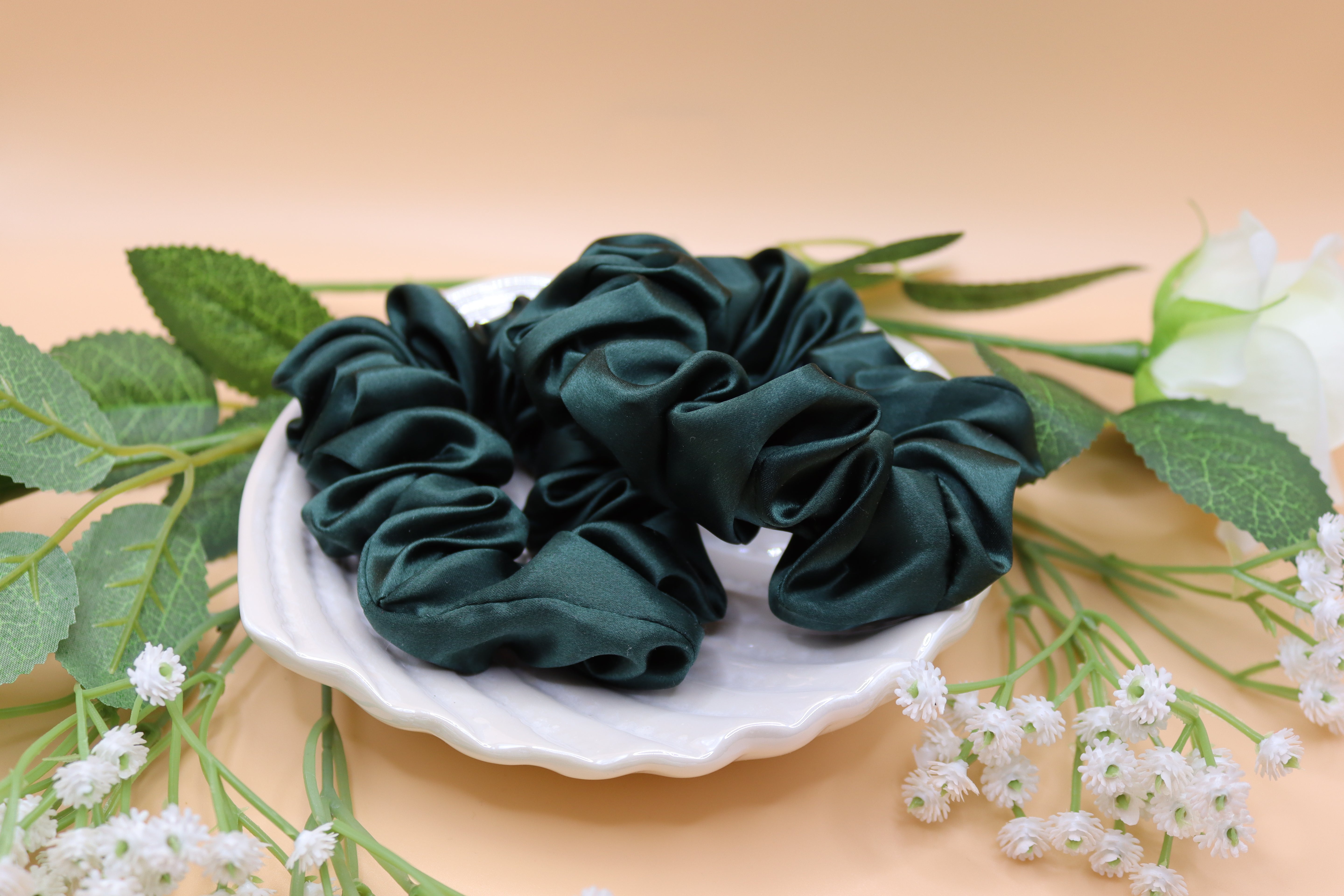 2 Stk. 100 % Mulberry Seide Scrunchies – 3,5 cm, 16 Momme