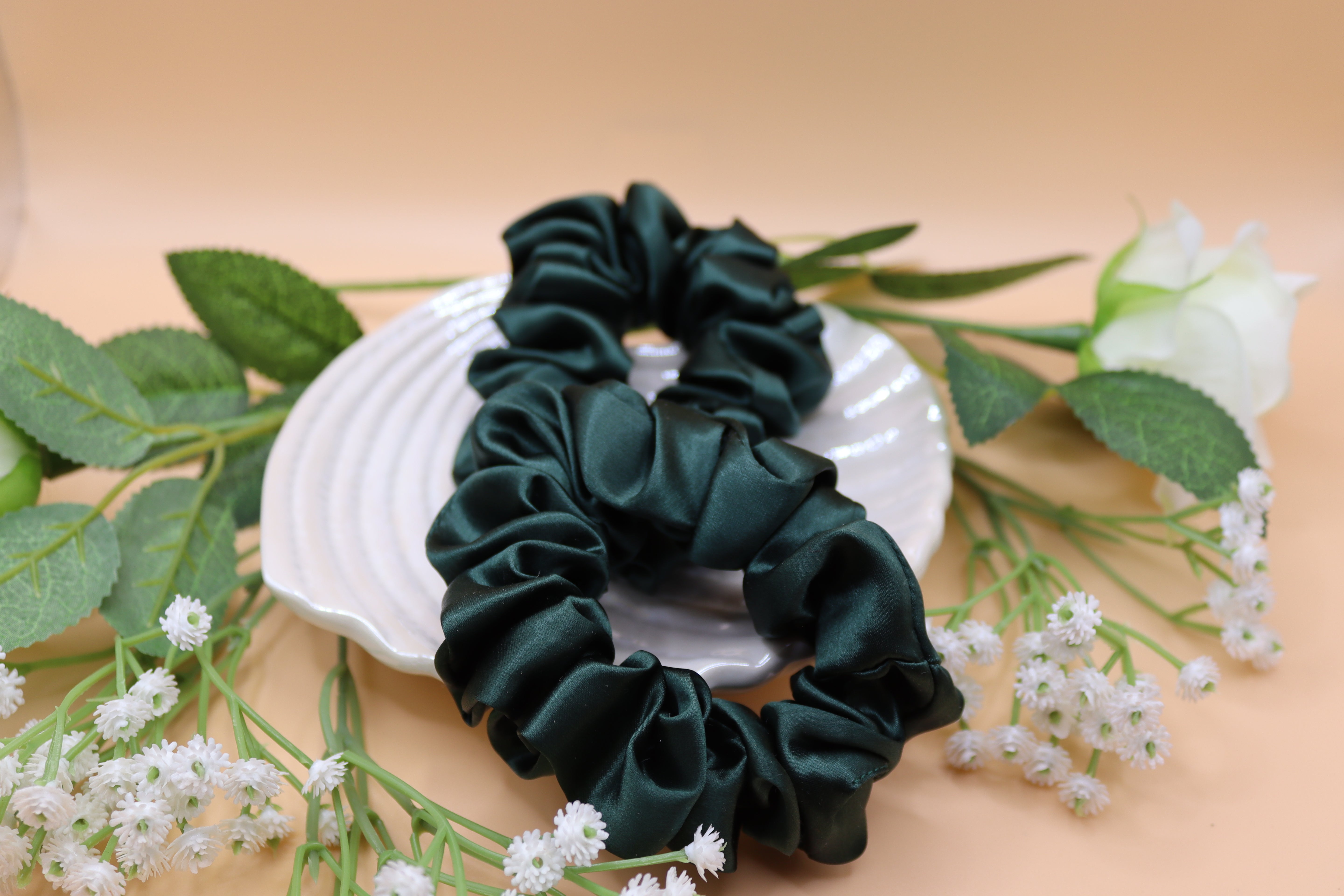 2 Stk. 100 % Mulberry Seide Scrunchies – 3,5 cm, 16 Momme