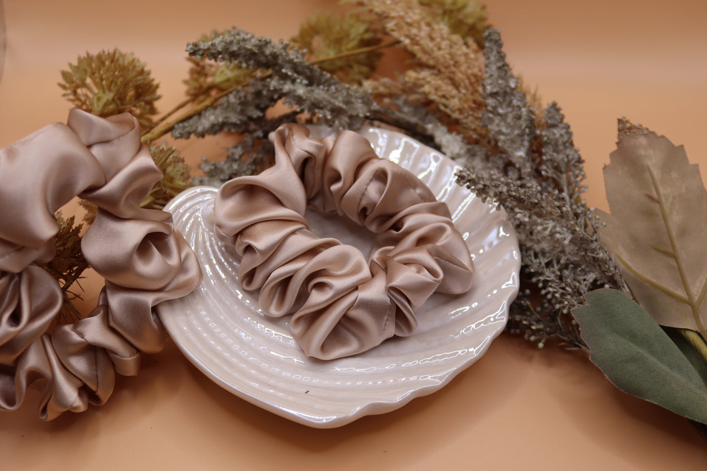2Stk. 100% Mullberry Seide Scrunchies, 3,5cm, 16 Momme