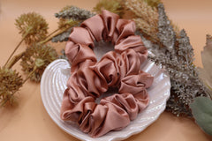 2 Stk. 100 % Mulberry Seide Scrunchies – 3,5 cm, 19 Momme, Rosengold