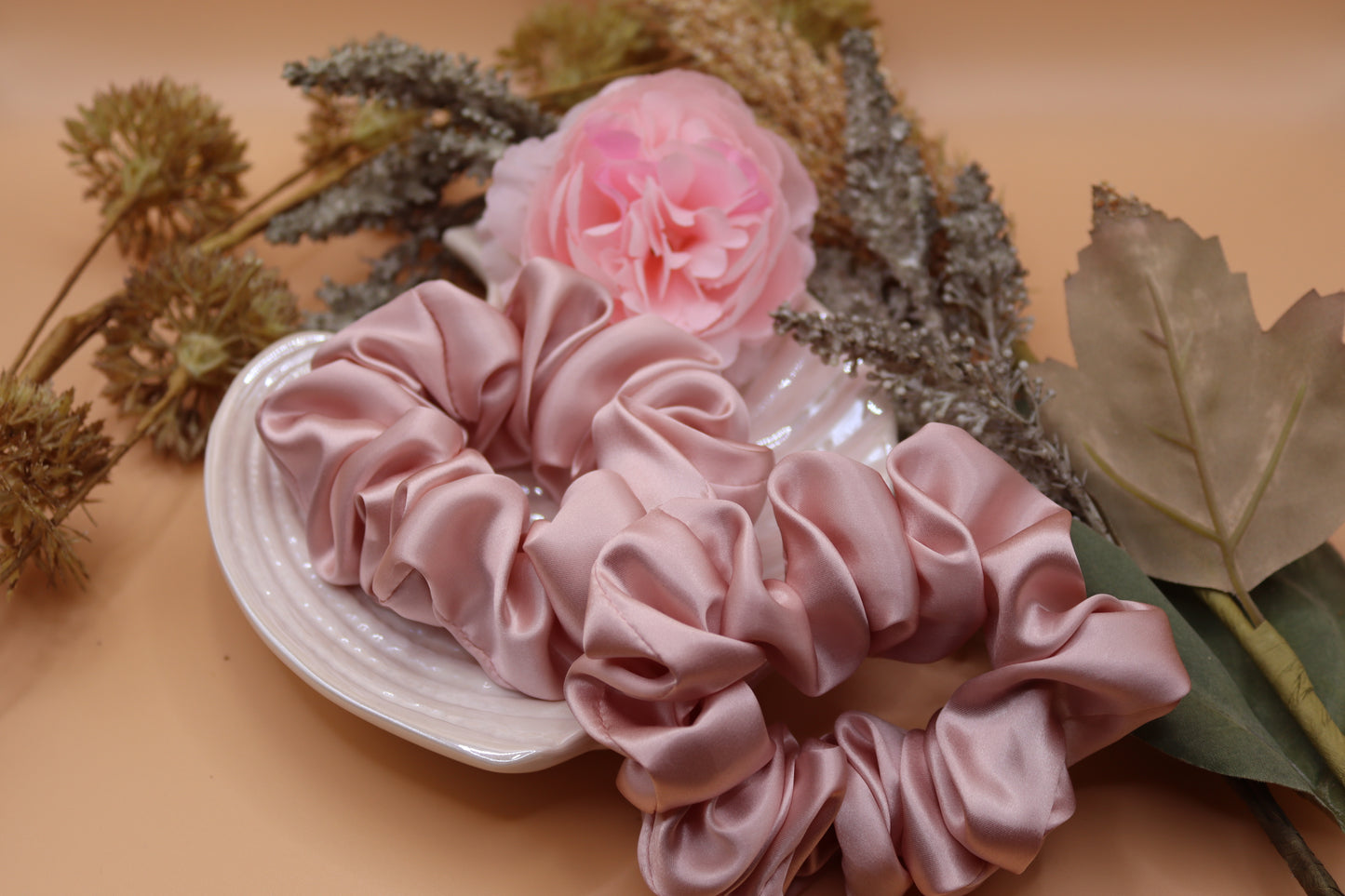 2Stk. 100% Mullberry Seide Scrunchies, 3,5cm, 16 Momme
