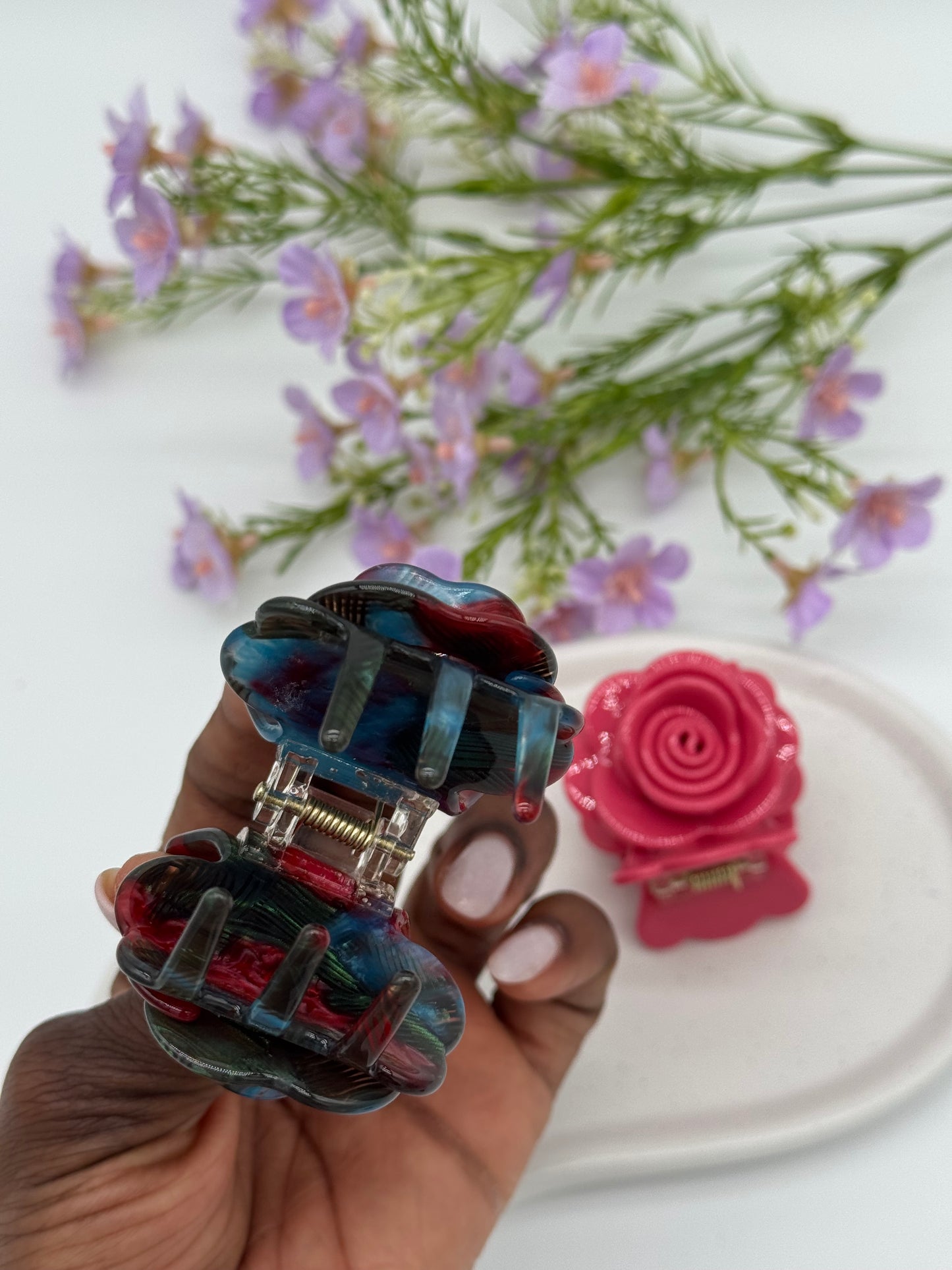 2 Stk. Haarklammern im Rosendesign – Hochwertiges Acetat für eleganten Halt