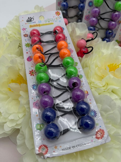 10er-Pack Acryl-Kugel-Haargummis – Bunte, doppelt-elastische Kinder-Haarbänder, undurchsichtig