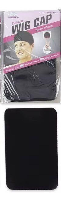 1 Set, 1x doppelseitig Kantenkontrolle Haarbürste, 1x Elastisches Band, 1x Rasiermesserkamm und 4 Stk. Wig Cap