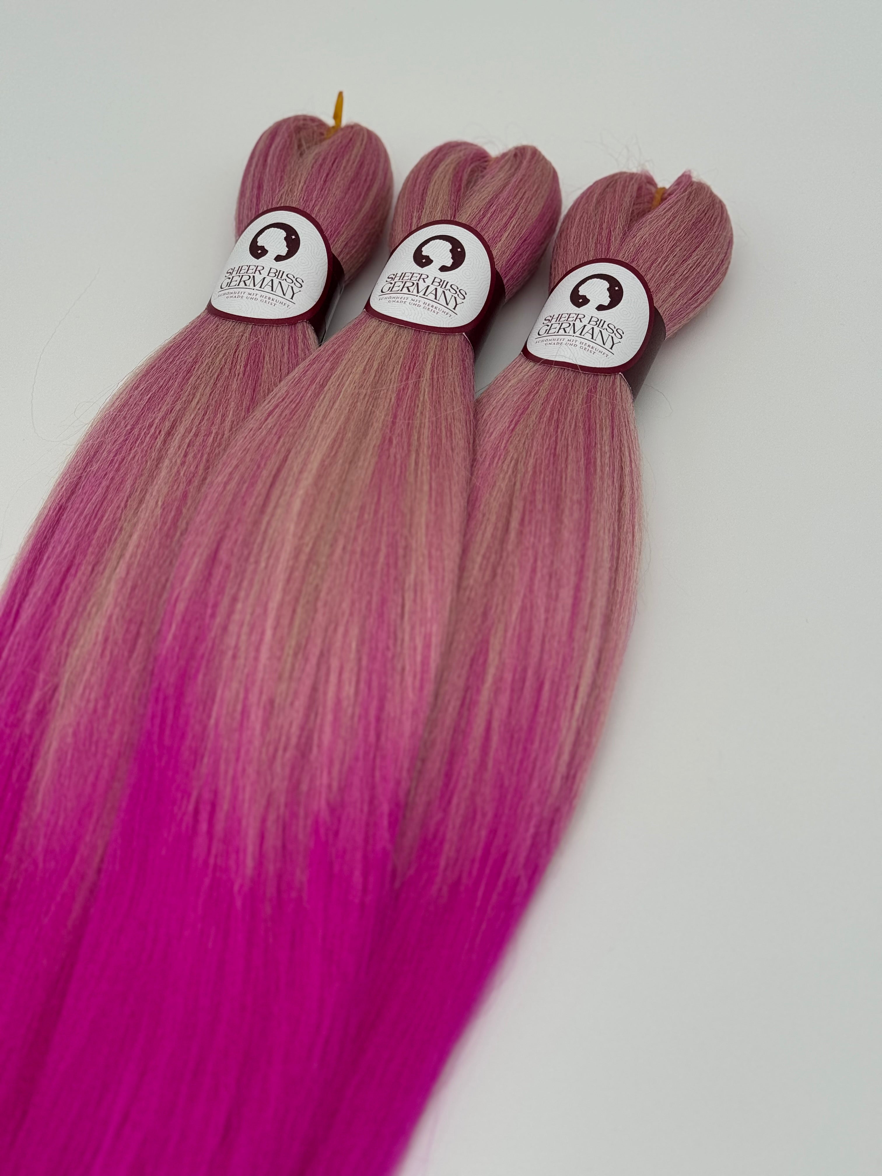Exklusives Kinder-Flechthaar, ZUCKERWATTE PINK (3er Set)
