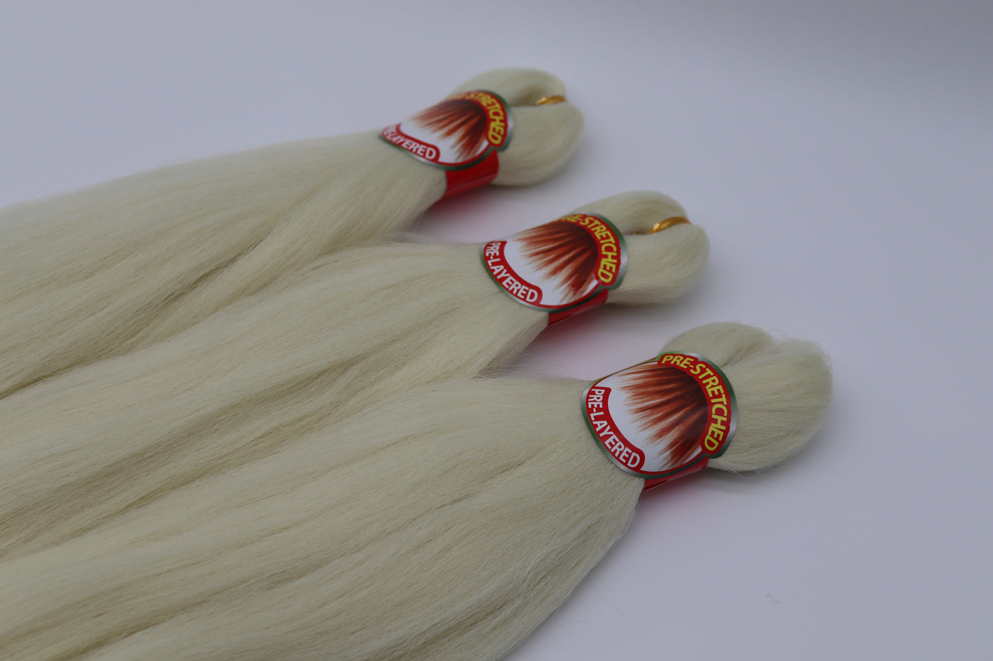 3x Pre- Stretched, Pre-Layered Braids, 26", 90g, einfarbig 613