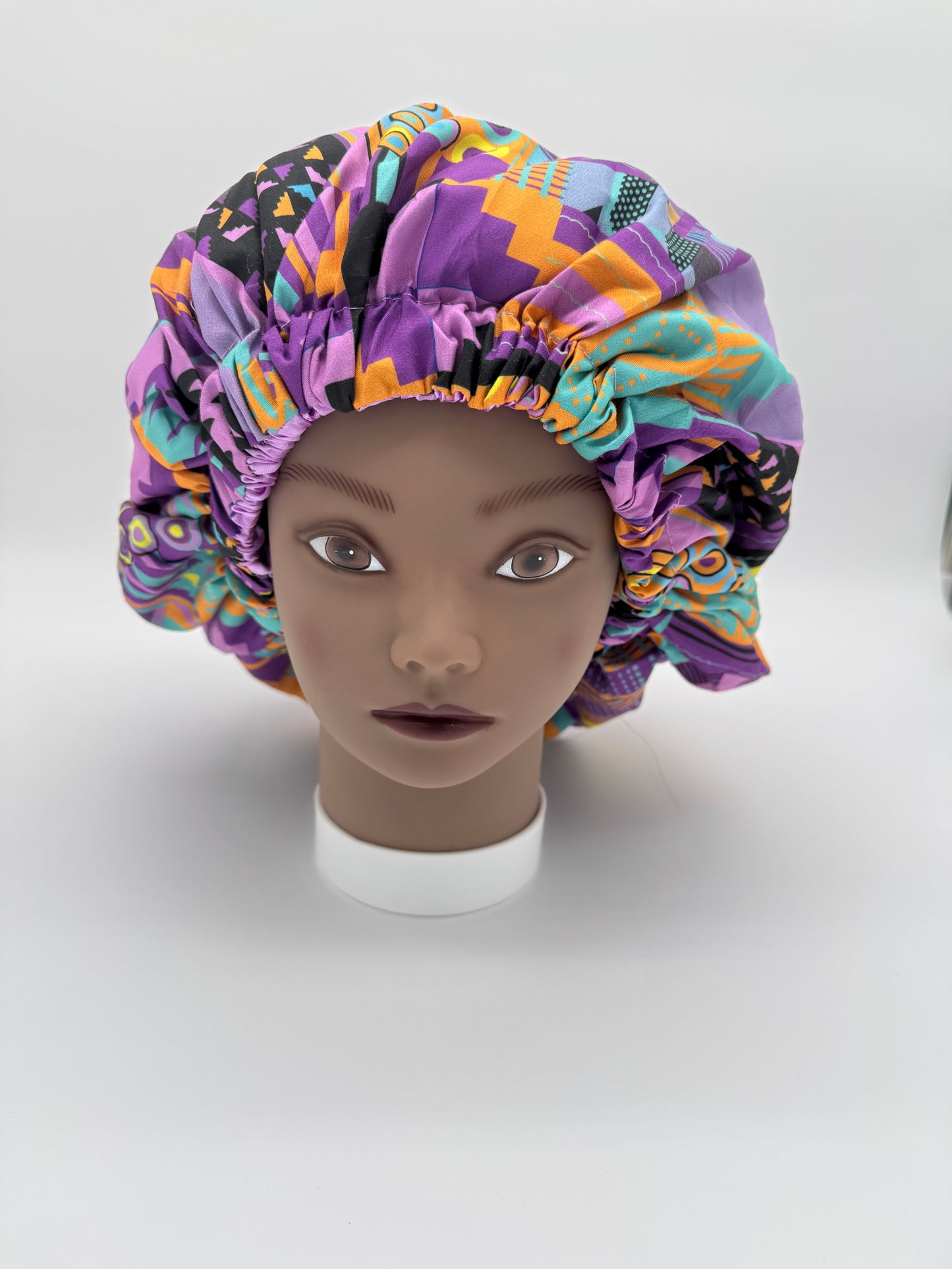 Afrikanischer Kente Print Schlafhaube, Pink / Purple