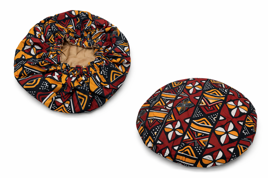 Afrikanischer Kente Print Schlafhaube, Bogolan Brown