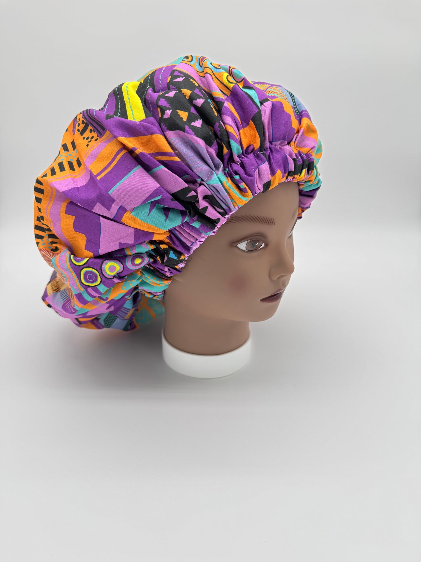 Afrikanischer Kente Print Schlafhaube, Pink / Purple