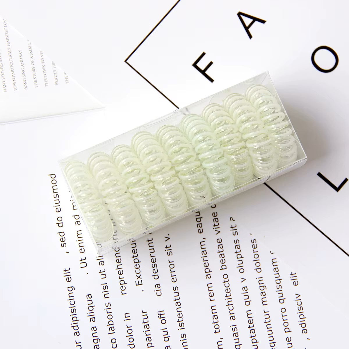 9 Stk. in der Box, Acrylic Spiral Elastic Hair Bands