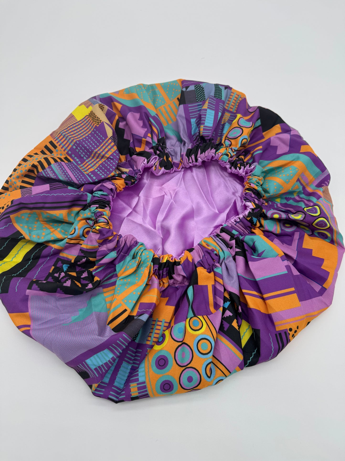 Afrikanischer Kente Print Schlafhaube, Pink / Purple