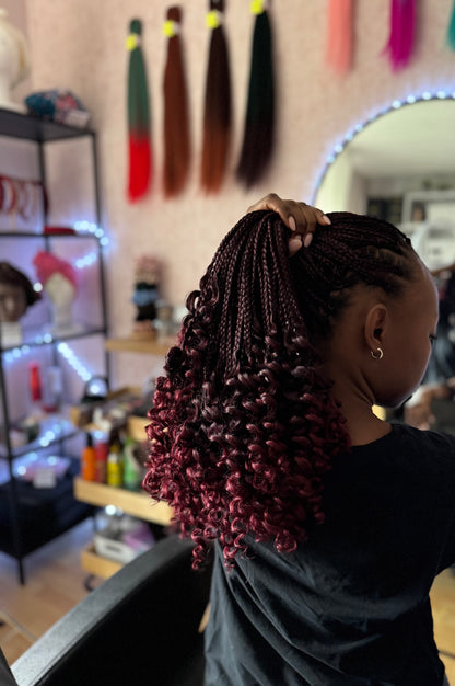 6x Box Braids Curly Ends – Antibakterielle Braids mit lockigen Spitzen, Wiederverwendbar, 1B/27
