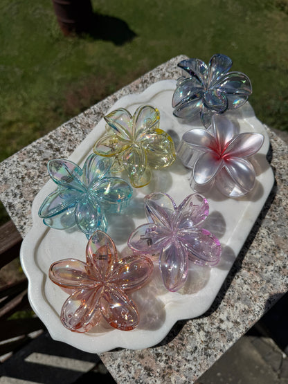 Blumen-Haarklammer 3 Stück, 8 cm große rutschfeste Hawaii Haarspange, luxuriöser Damen Krallen-Haarschmuck für stilvolles Haarstyling, Eleganz in voller blüte