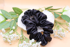 2 Stk. 100 % Mulberry Seide Scrunchies – 3,5 cm, 22 Momme
