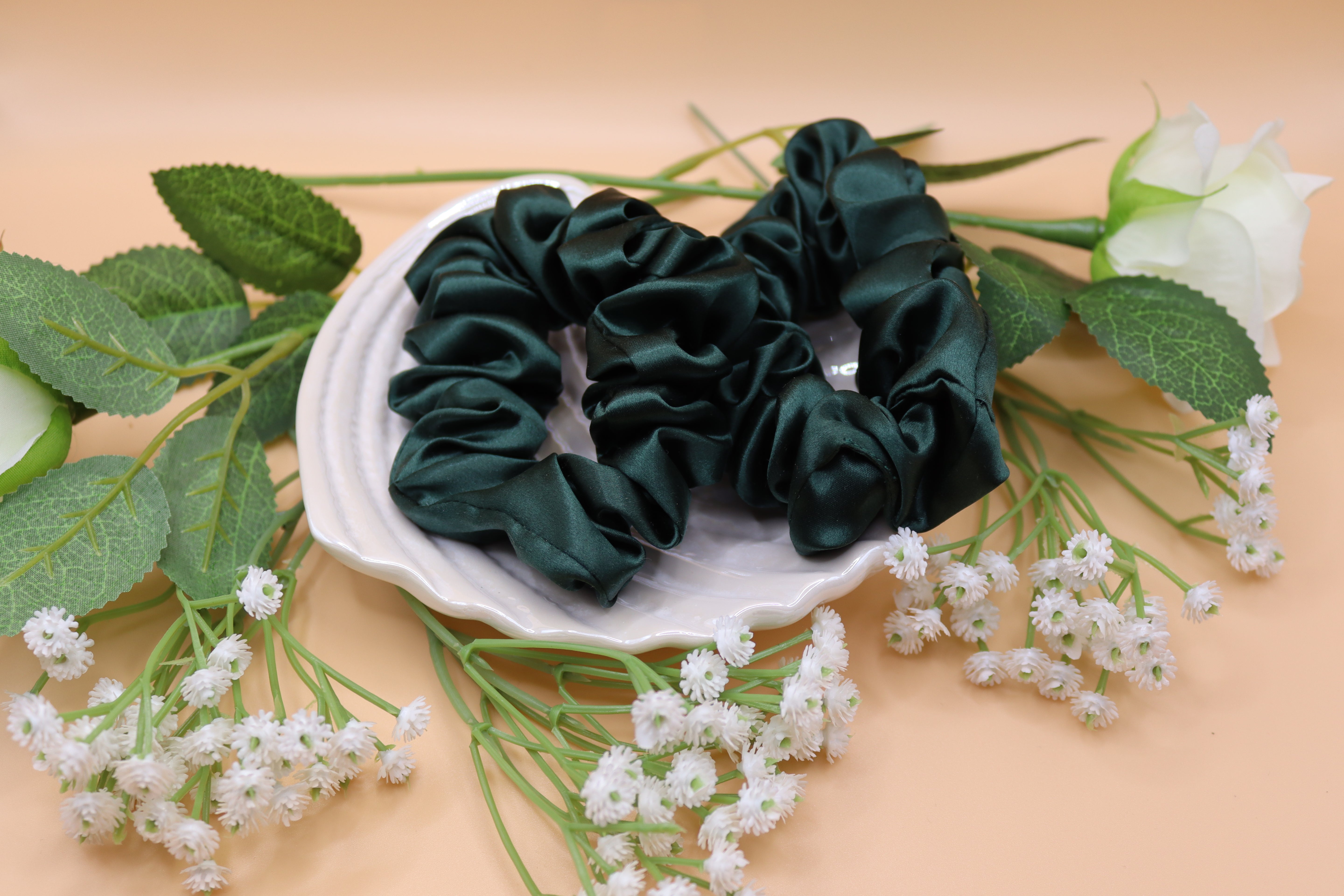 2 Stk. 100 % Mulberry Seide Scrunchies – 3,5 cm, 16 Momme