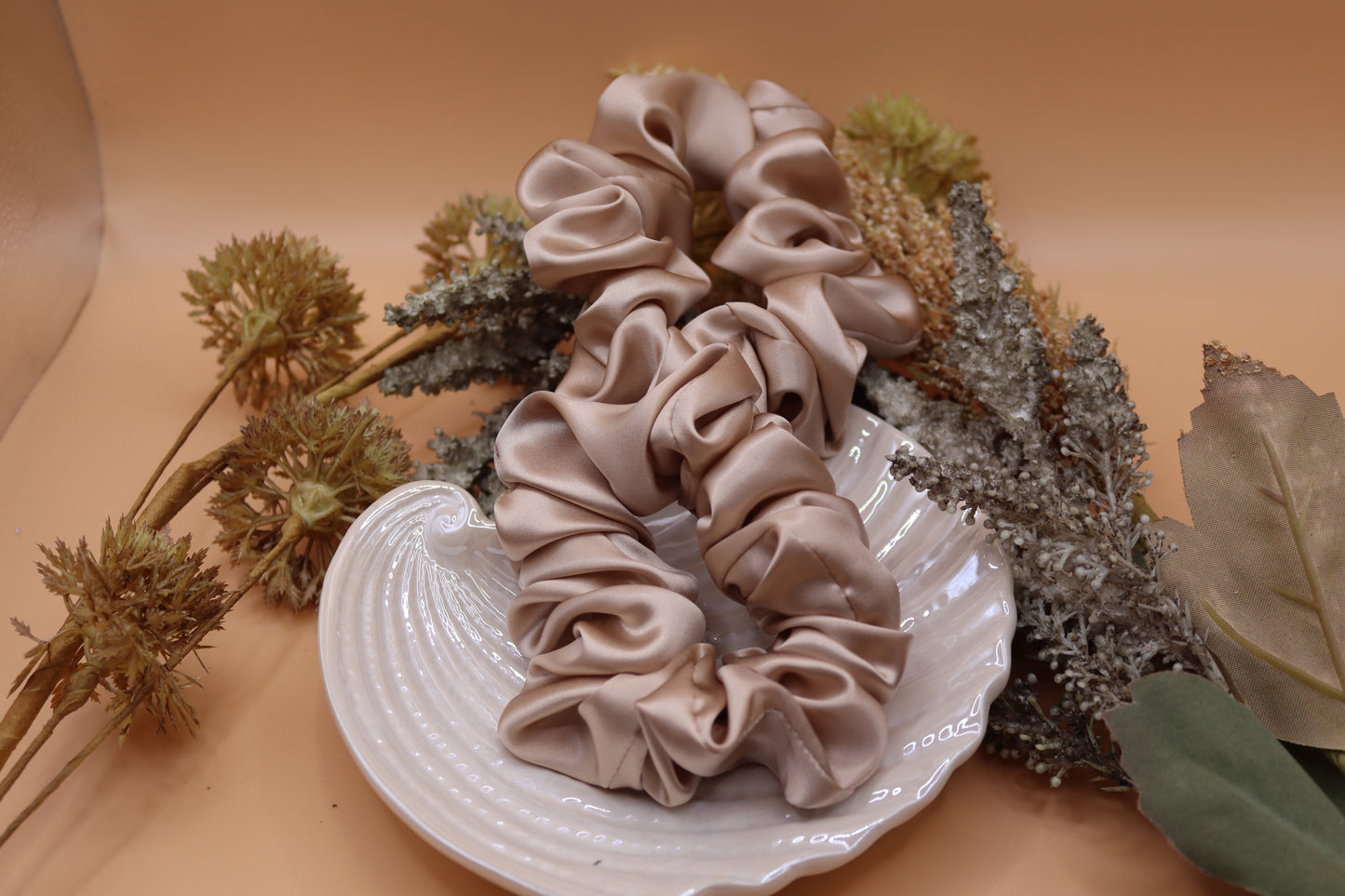 2Stk. 100% Mullberry Seide  Scrunchies, 3,5cm, 16 Momme
