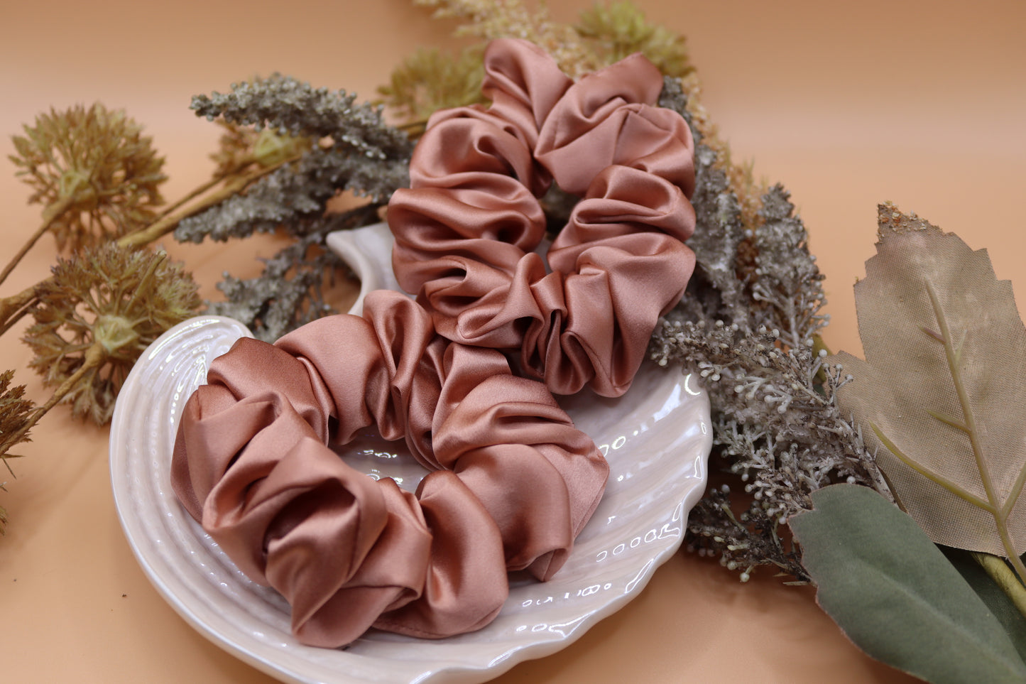 2Stk. 100% Mullberry Seide  Scrunchies, 3,5cm, 19 Momme