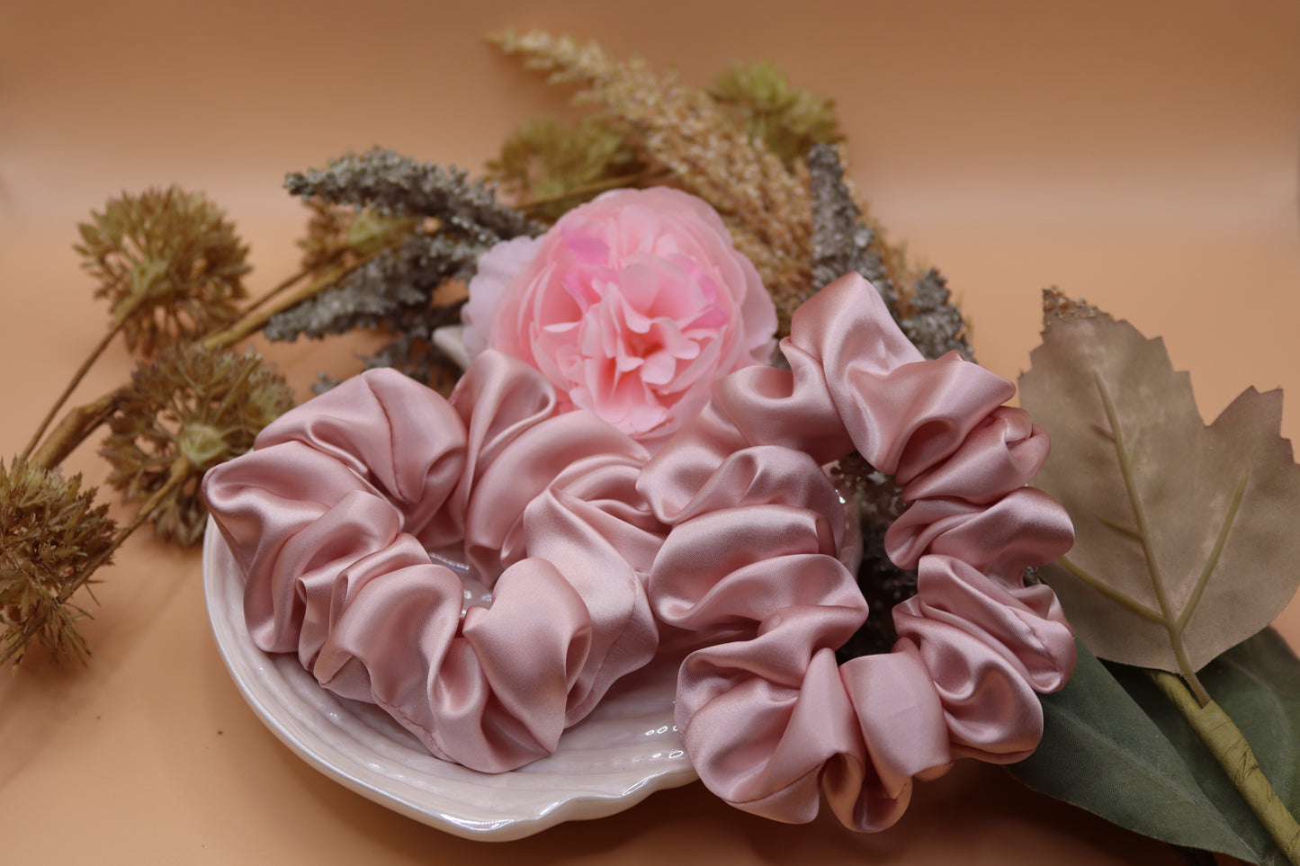 2Stk. 100% Mullberry Seide  Scrunchies, 3,5cm, 16 Momme