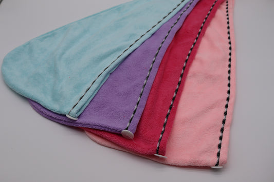 1 Set, 2x Kopfhandtuch, Extra Saugfähig, Schnelltrocknend, Flauschig mit Knopfverschluss