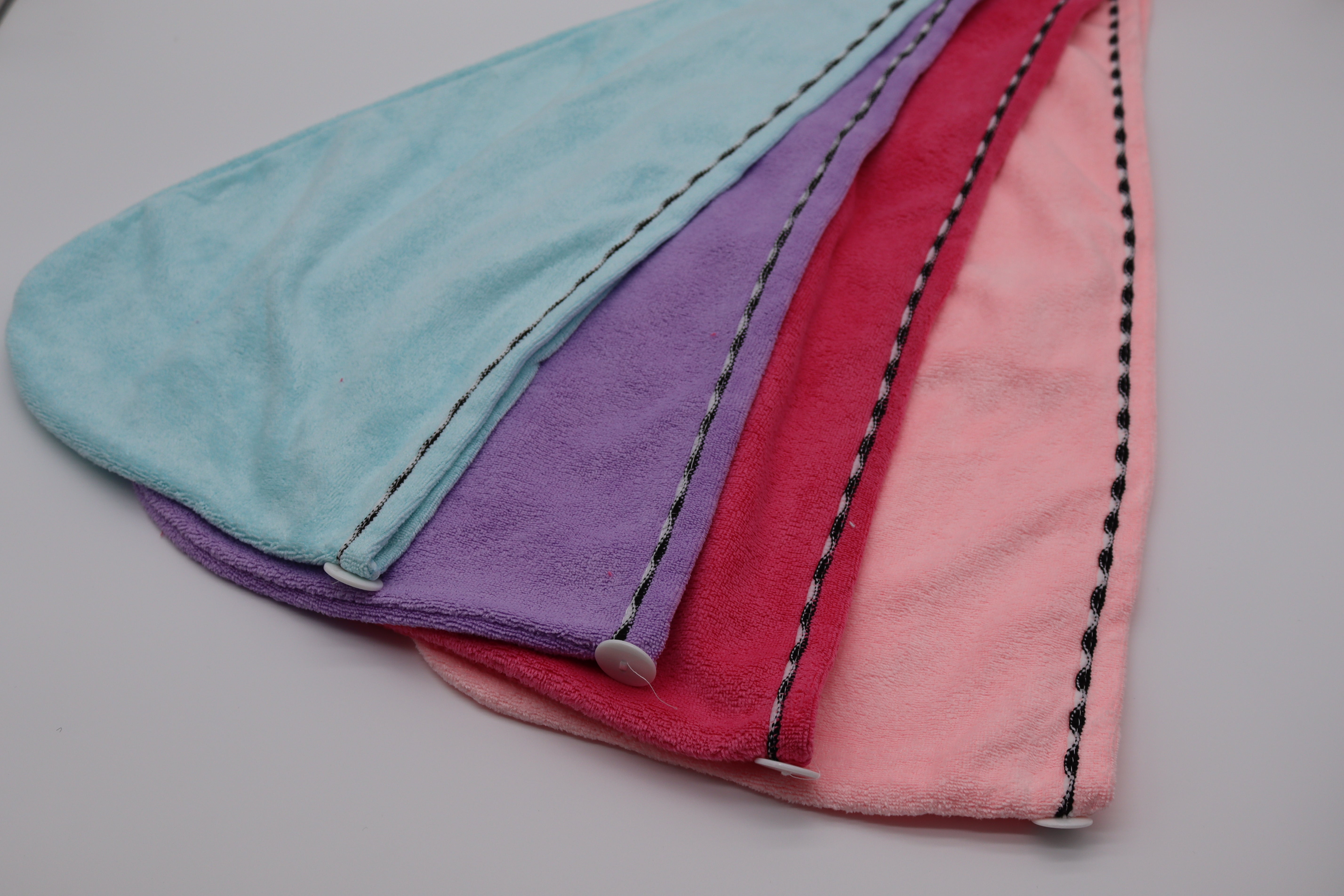 1 Set, 2x Kopfhandtuch, Extra Saugfähig, Schnelltrocknend, Flauschig mit Knopfverschluss