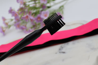 1 Set, 1x doppelseitig Kantenkontrolle Haarbürste, 1x Elastisches Band, 1x Rasiermesserkamm und 4 Stk. Wig Cap