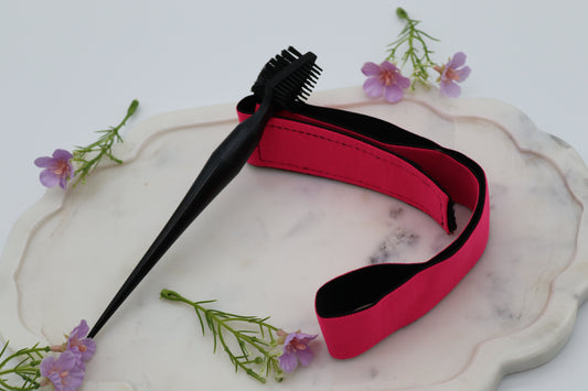1 Set, 1x doppelseitig Kantenkontrolle Haarbürste, 1x Elastisches Band, 1x Rasiermesserkamm und 4 Stk. Wig Cap