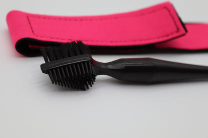 1 Set, 1x doppelseitig Kantenkontrolle Haarbürste, 1x Elastisches Band, 1x Rasiermesserkamm und 4 Stk. Wig Cap