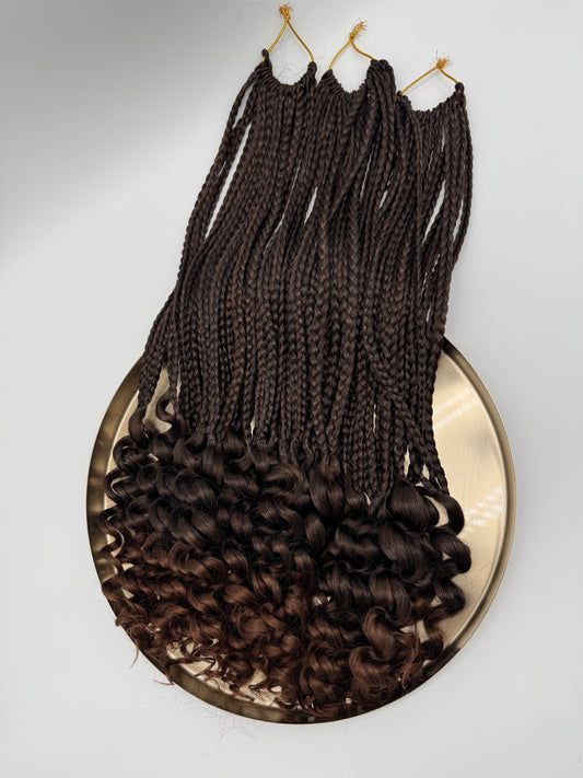 6x Box Braids Curly Ends – Antibakterielle Braids mit lockigen Spitzen, Wiederverwendbar, 1B/30