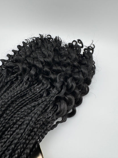 6x Box Braids Curly Ends – Antibakterielle Braids mit lockigen Spitzen, Wiederverwendbar, 1B