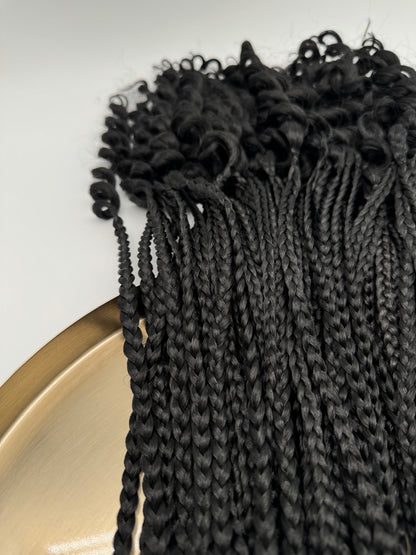 6x Box Braids Curly Ends – Antibakterielle Braids mit lockigen Spitzen, Wiederverwendbar, 1B