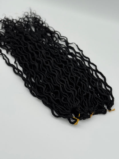 3x Goddess Faux Locs – Antibakterielle Locs mit lockigen Enden, Wiederverwendbar, 1B