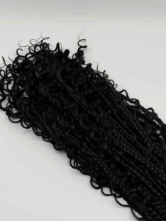 6x River Box Braids – Antibakterielle Braids mit natürlichem Wellen-Look, Wiederverwendbar, 1B