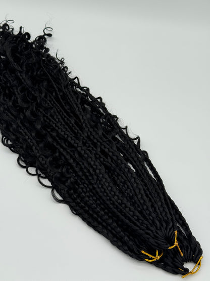 6x River Box Braids – Antibakterielle Braids mit natürlichem Wellen-Look, Wiederverwendbar, 1B