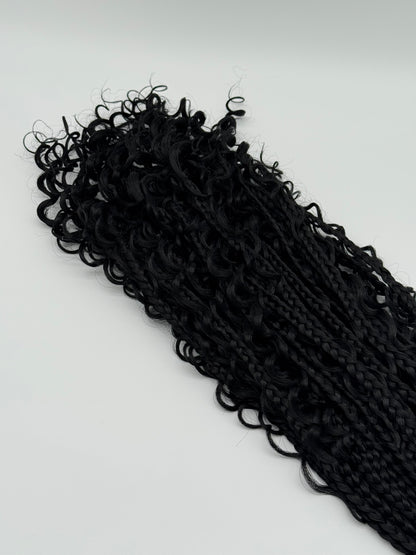 6x River Box Braids – Antibakterielle Braids mit natürlichem Wellen-Look, Wiederverwendbar, 1B