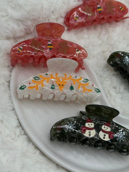3 Stk. Weihnachtshaarklammern – Festliche Designs aus hochwertigem Acetat
