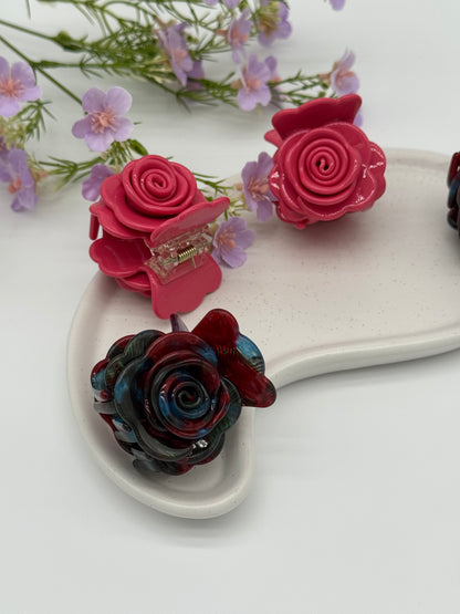 2 Stk. Haarklammern im Rosendesign – Hochwertiges Acetat für eleganten Halt