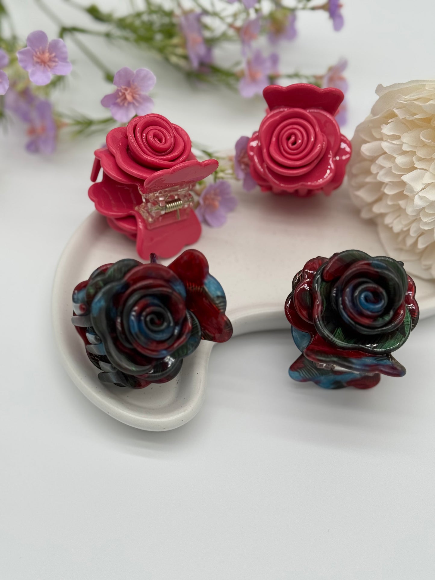 2 Stk. Haarklammern im Rosendesign – Hochwertiges Acetat für eleganten Halt