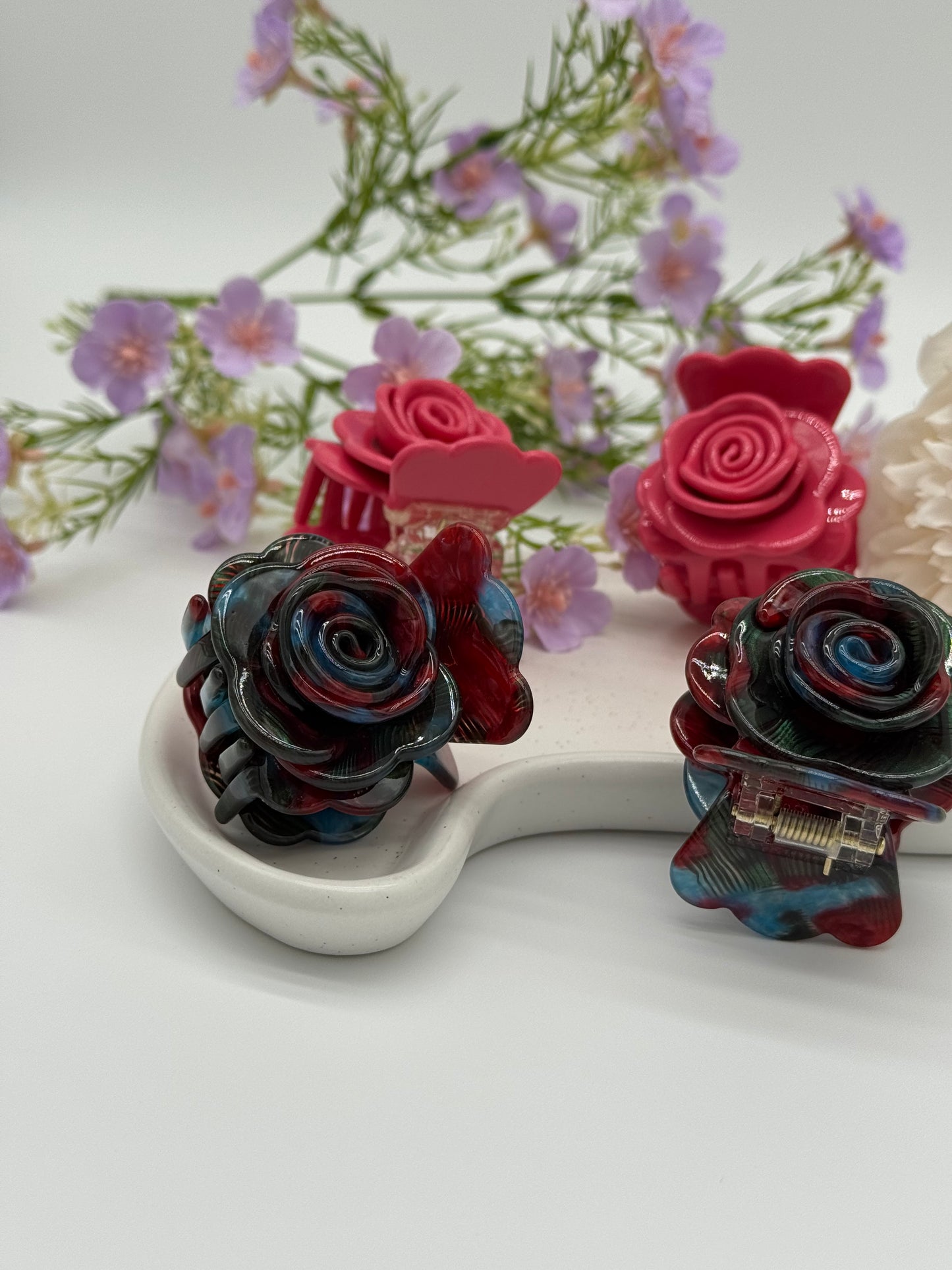 2 Stk. Haarklammern im Rosendesign – Hochwertiges Acetat für eleganten Halt