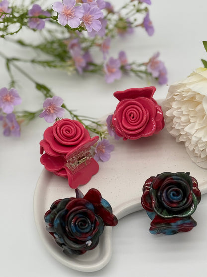 2 Stk. Haarklammern im Rosendesign – Hochwertiges Acetat für eleganten Halt