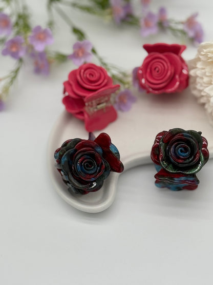 2 Stk. Haarklammern im Rosendesign – Hochwertiges Acetat für eleganten Halt