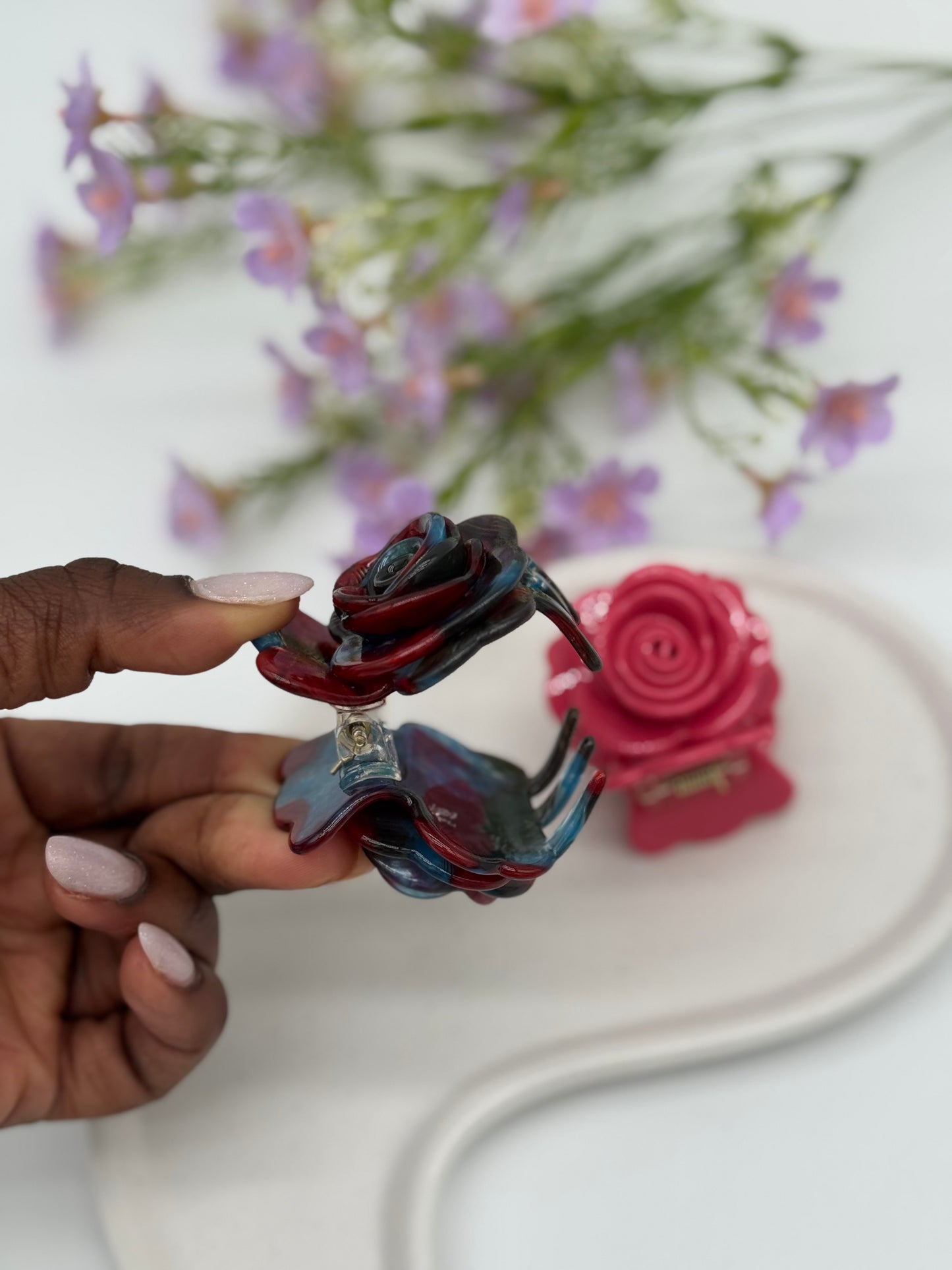 2 Stk. Haarklammern im Rosendesign – Hochwertiges Acetat für eleganten Halt