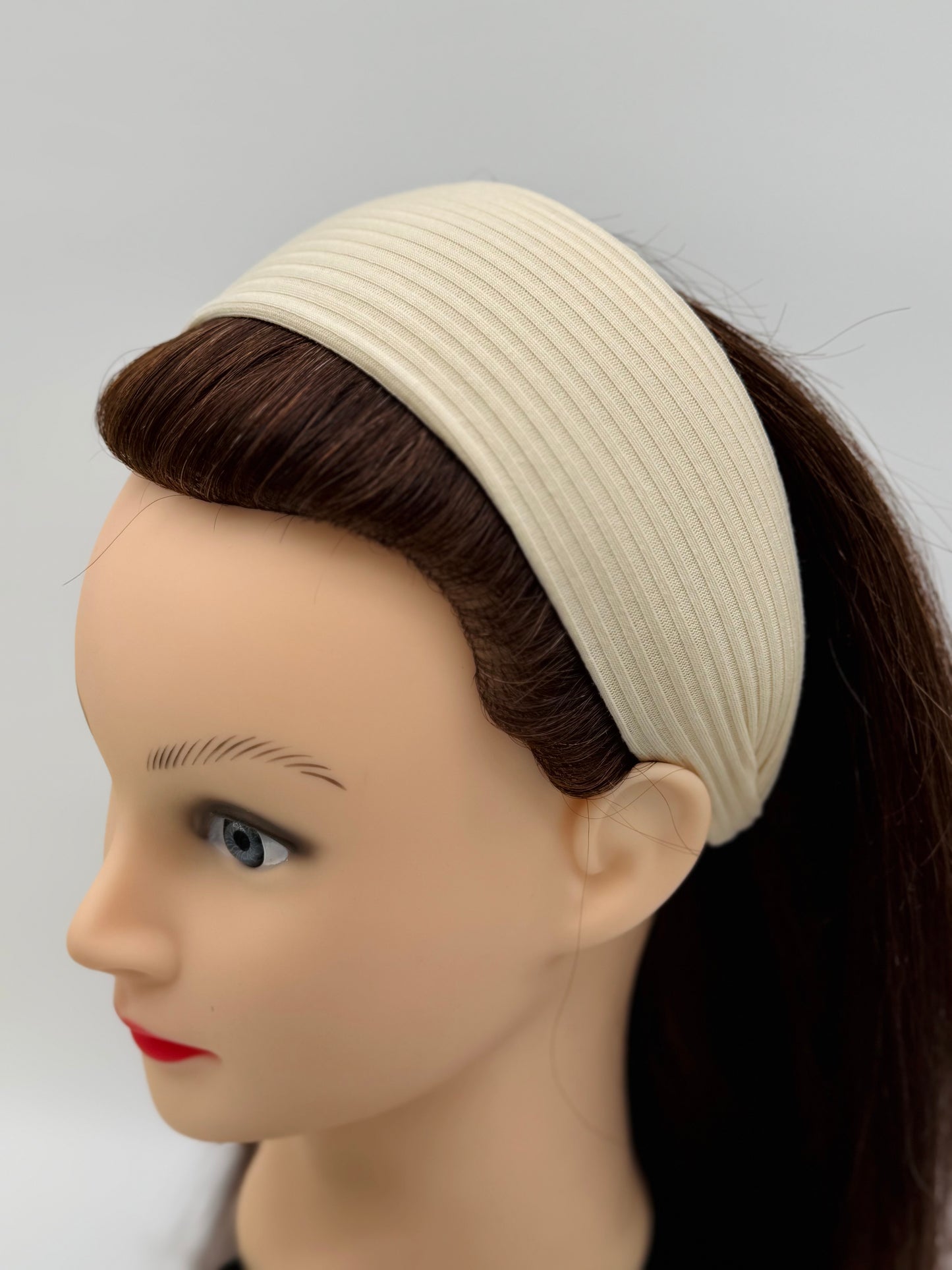 Haarreif mit Stoff – Stylisches Accessoire für jeden Anlass, Beige und Hellgrau