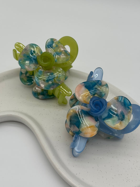 2 Stk. Haarklammer aus Acetat mit Rose – Elegantes Haar-Accessoire