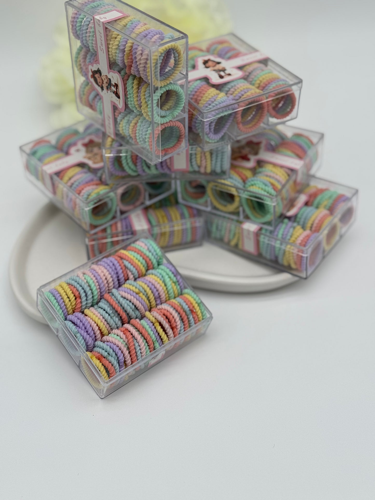 1 Stk. Kinder Mini Haargummis – Bunte & sanfte Haargummis für Kinderfrisuren