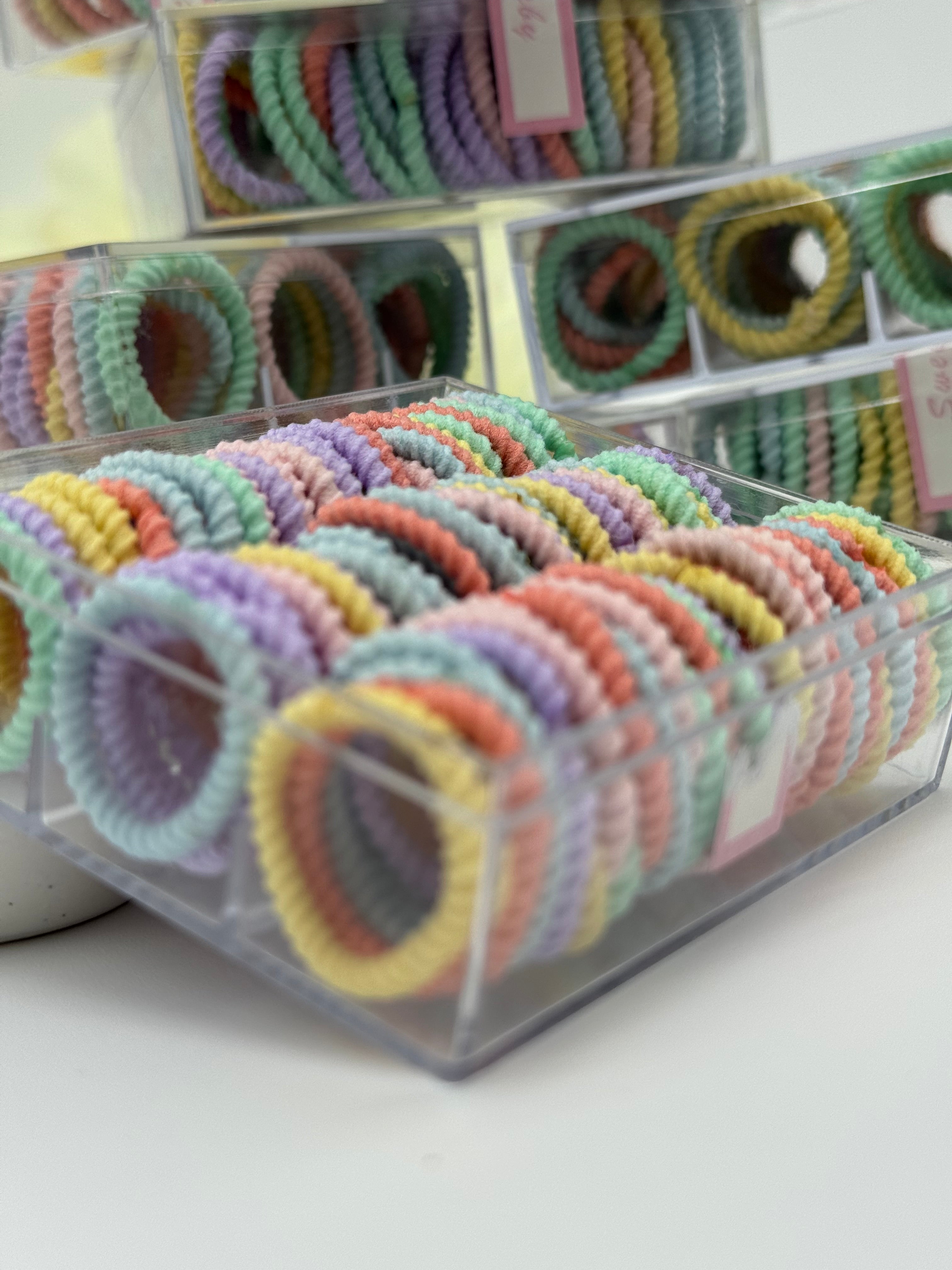 1 Stk. Kinder Mini Haargummis – Bunte & sanfte Haargummis für Kinderfrisuren