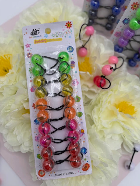 10er-Pack Acryl-Kugel-Haargummis – Bunte, doppelt-elastische Kinder-Haarbänder, durchsichtig