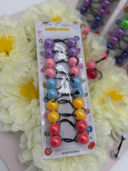 10er-Pack Acryl-Kugel-Haargummis – Bunte, doppelt-elastische Kinder-Haarbänder, undurchsichtig