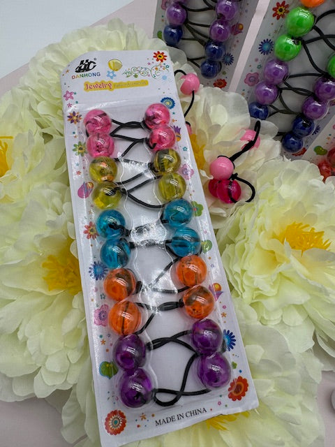 10er-Pack Acryl-Kugel-Haargummis – Bunte, doppelt-elastische Kinder-Haarbänder, durchsichtig